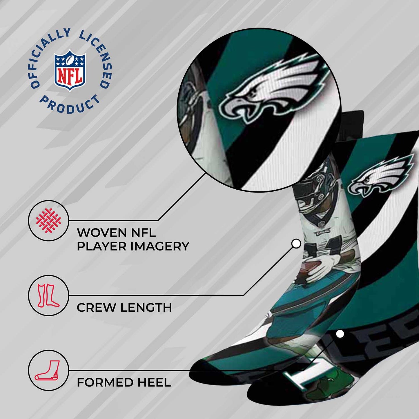 Philadelphia Eagles NFL Youth Player Stripe Sock - Black #11