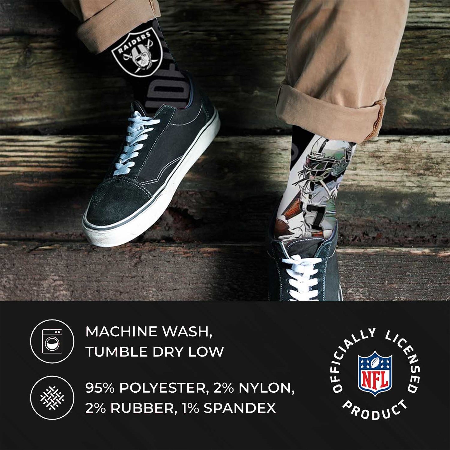 Las Vegas Raiders NFL Adult Player Stripe Sock - Black #17