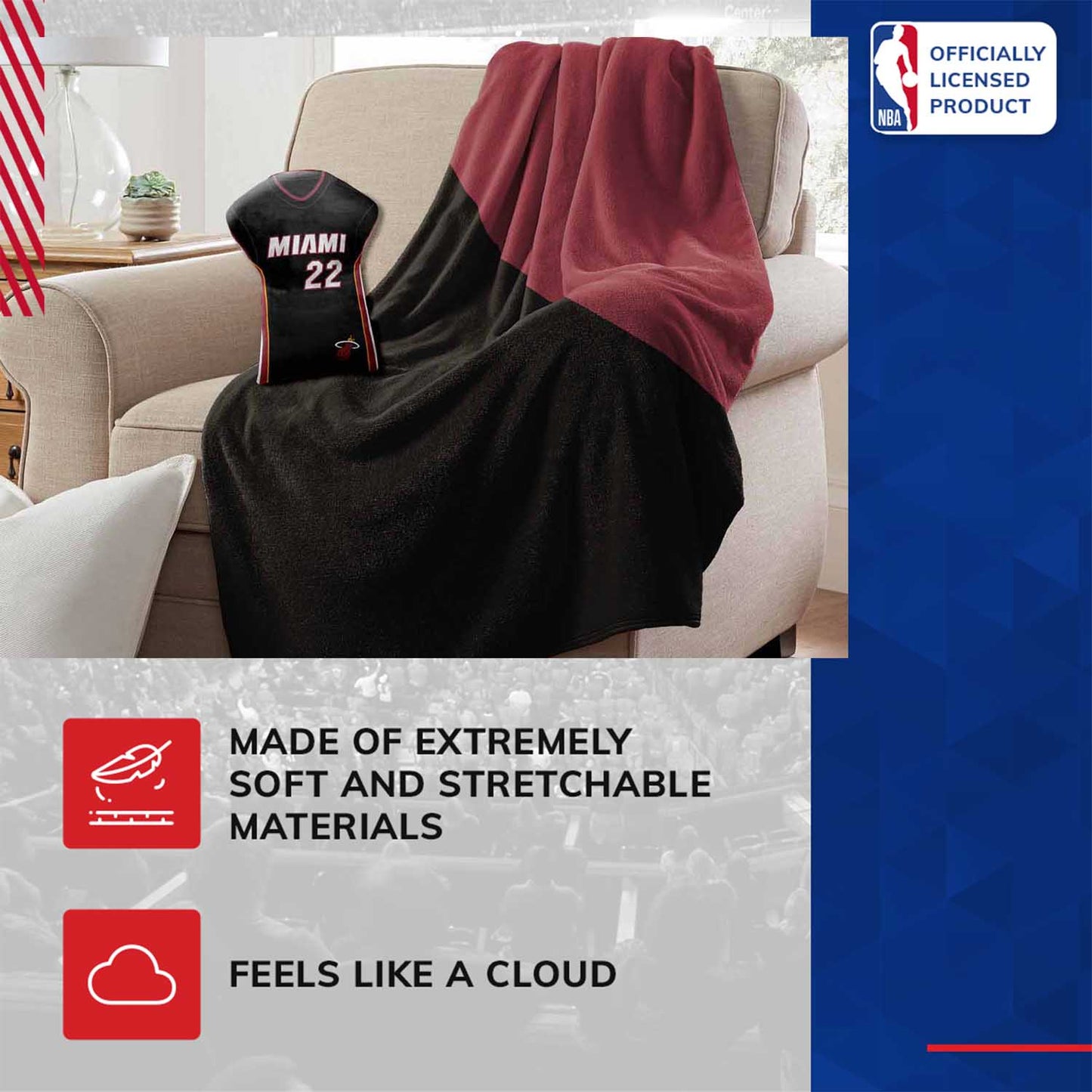 Miami Heat NBA Travel Jimmy Butler Jersey Cloud Pillow Bedding Accessories - Black