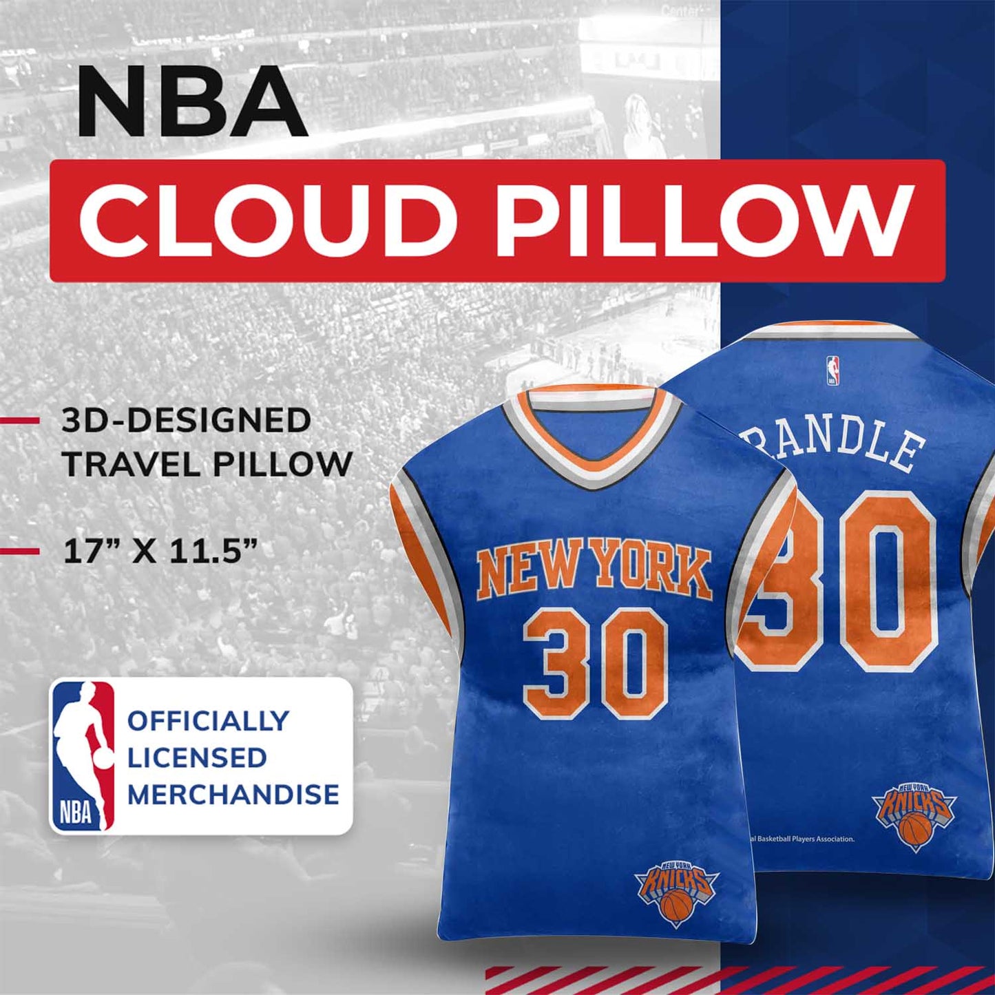 New York Knicks NBA Travel Julius Randle Jersey Cloud Pillow Bedding Accessories - Royal