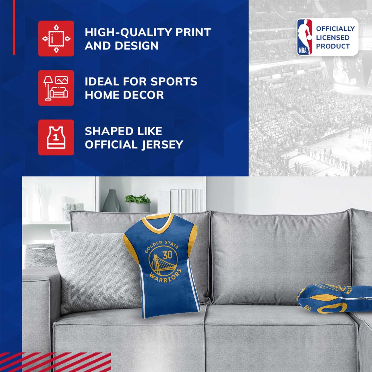 Golden State Warriors NBA Travel Stephen Curry Jersey Cloud Pillow Bedding Accessories - Royal