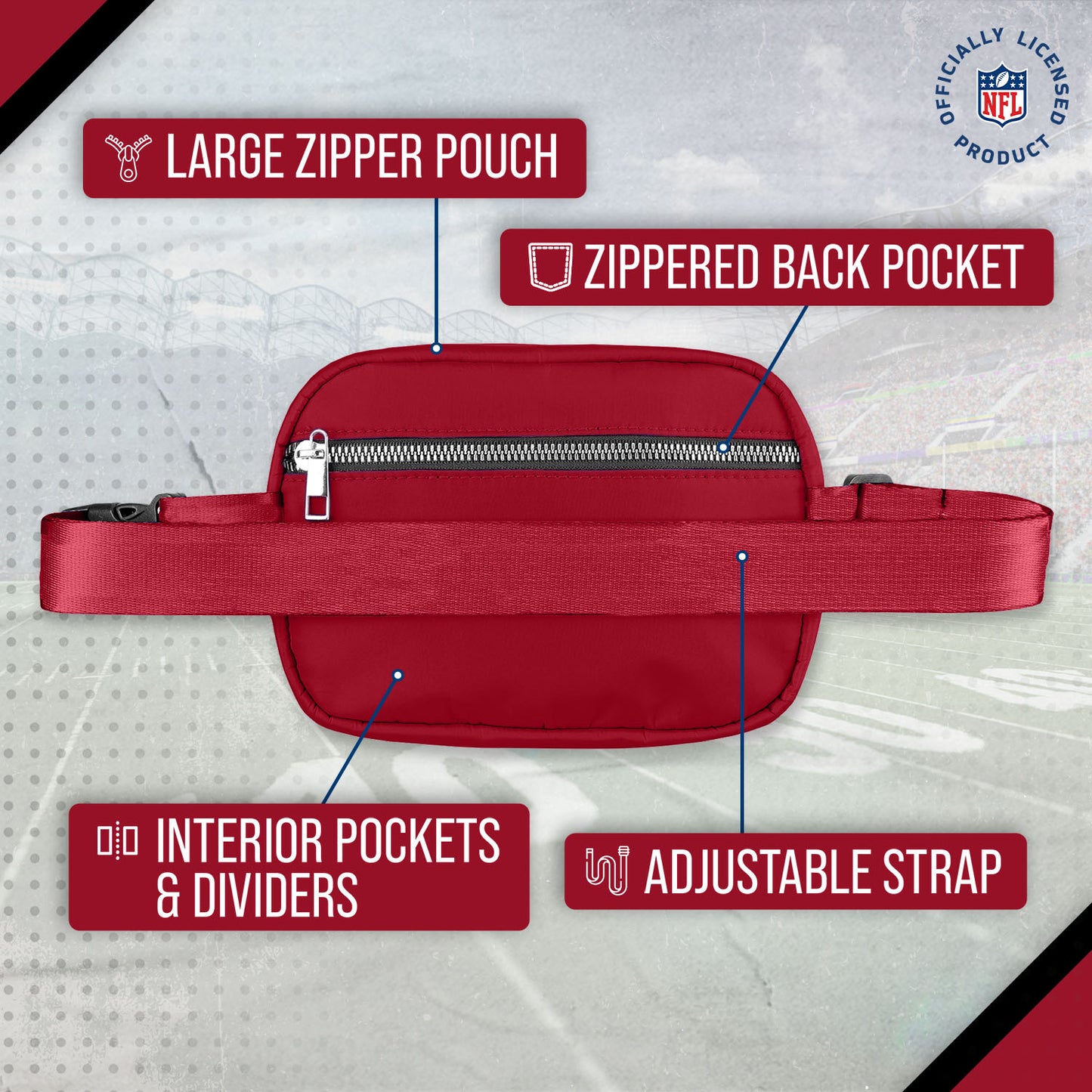 San Francisco 49ers NFL Gameday On The Move Crossbody Belt Bag - Red