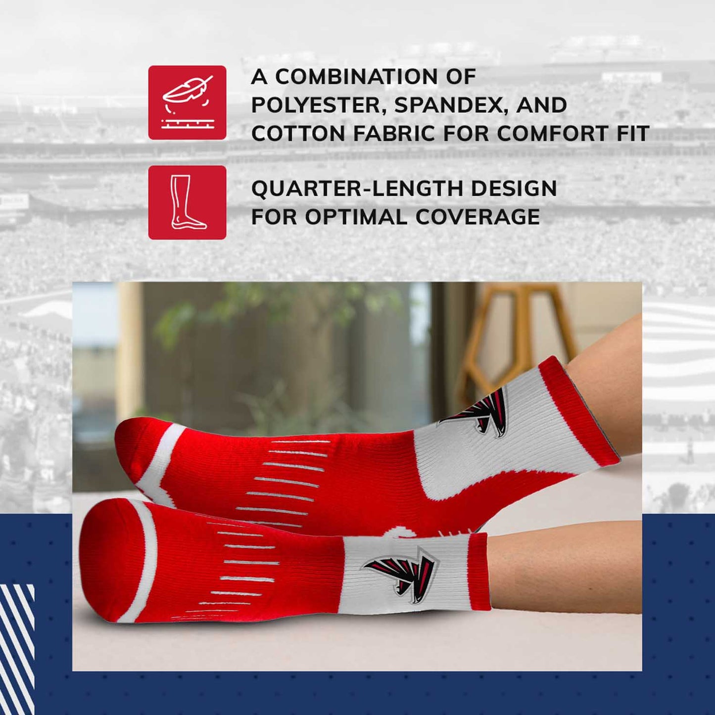 Atlanta Falcons NFL Performance Quarter Length Socks - Red