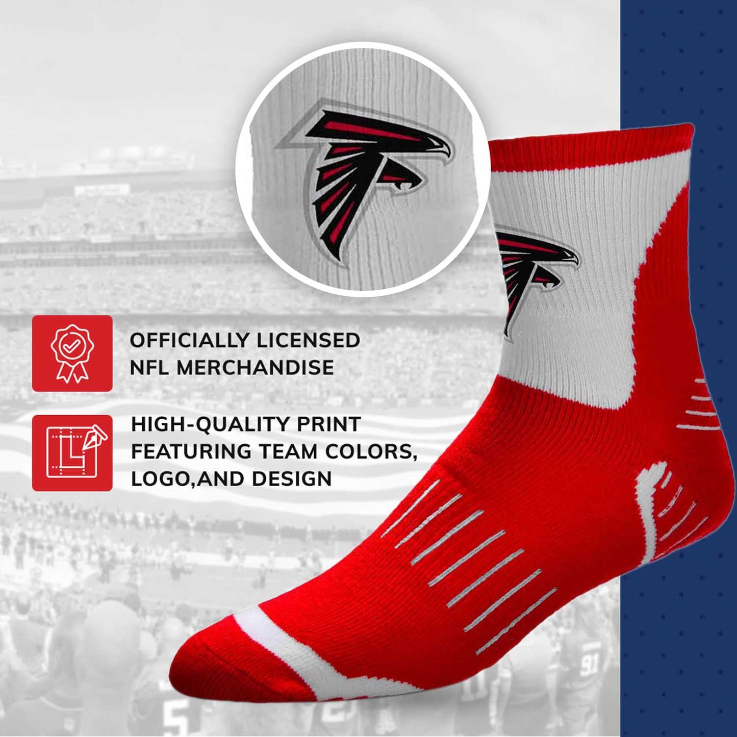 Atlanta Falcons NFL Performance Quarter Length Socks - Red