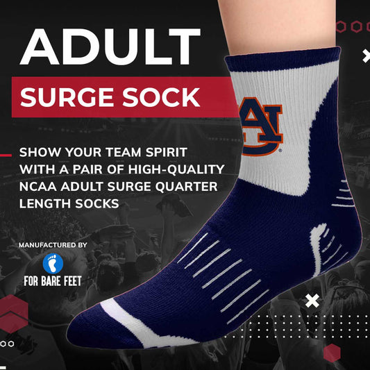 Auburn Tigers Adult NCAA Surge Quarter Length Crew Socks - Navy