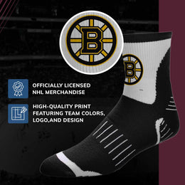 Boston  Bruins NHL Adult Surge Team Mascot Mens and Womens Quarter Socks - Black