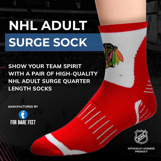 Chicago Blackhawks NHL Adult Surge Team Mascot Mens and Womens Quarter Socks - Red