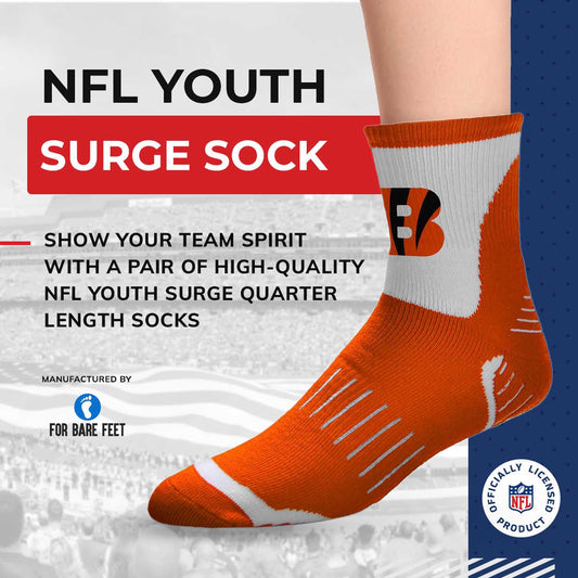 Cincinnati Bengals NFL Youth Performance Quarter Length Socks - Orange
