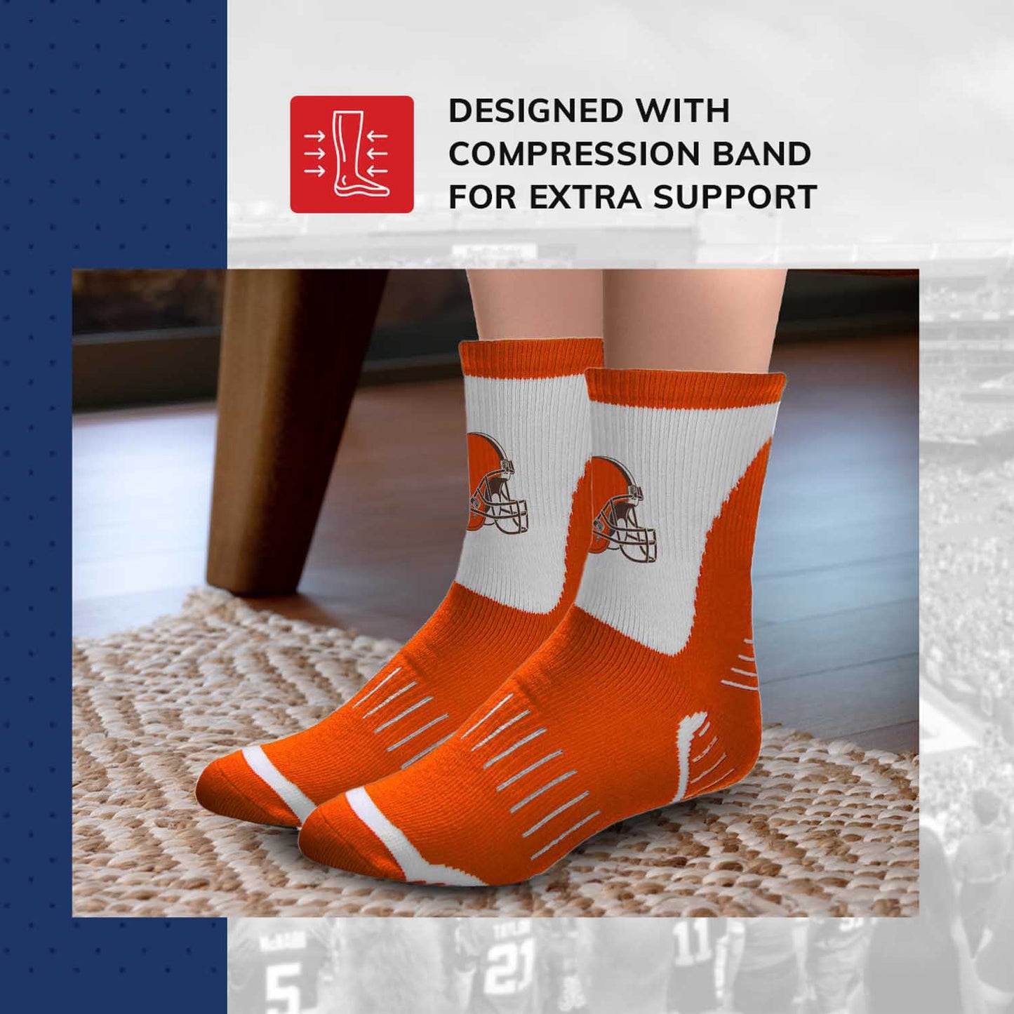 Cleveland Browns NFL Performance Quarter Length Socks - Orange