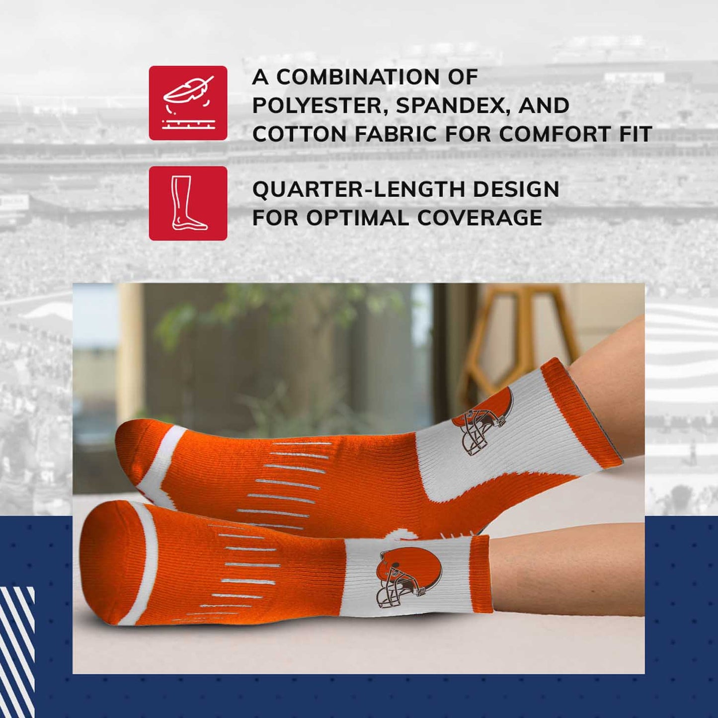 Cleveland Browns NFL Performance Quarter Length Socks - Orange