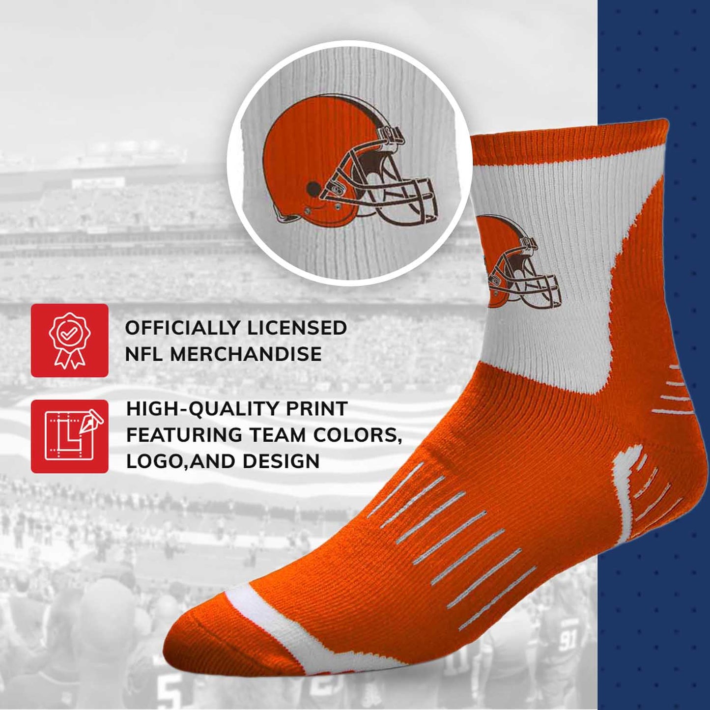 Cleveland Browns NFL Performance Quarter Length Socks - Orange