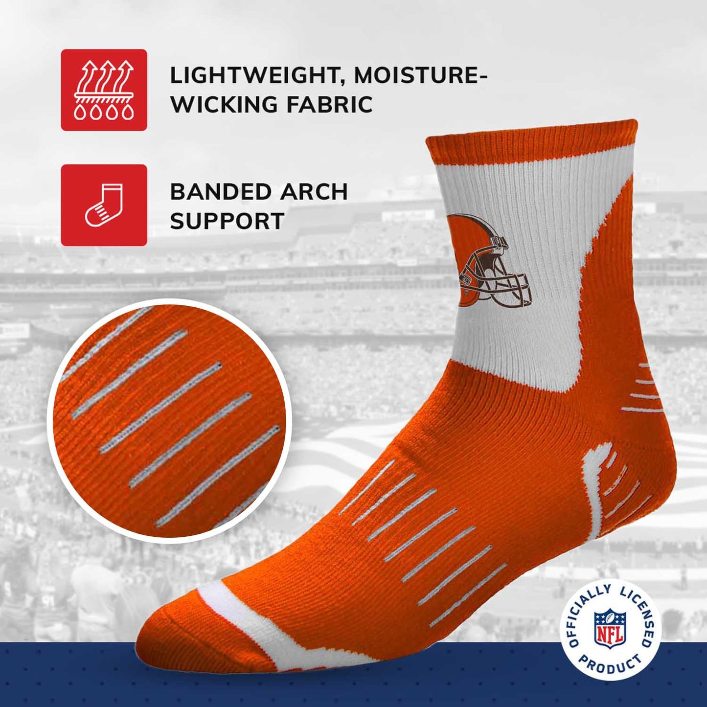 Cleveland Browns NFL Performance Quarter Length Socks - Orange