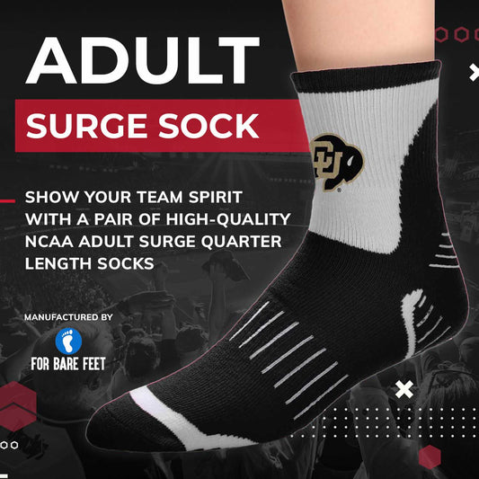 Colorado Buffaloes Adult NCAA Surge Quarter Length Crew Socks - Black