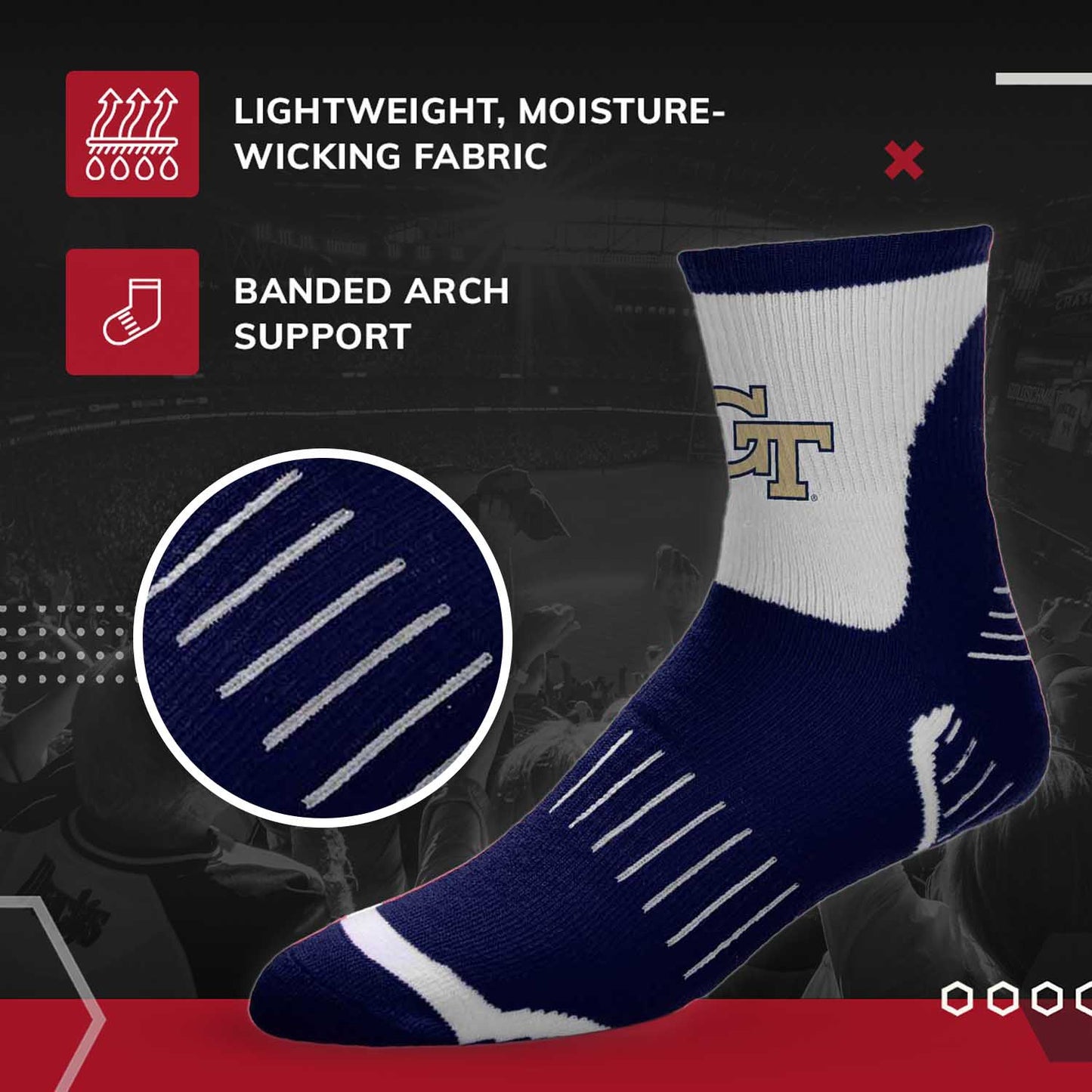 Georgia Tech Yellowjackets NCAA Youth Surge Team Mascot Quarter Socks - Navy