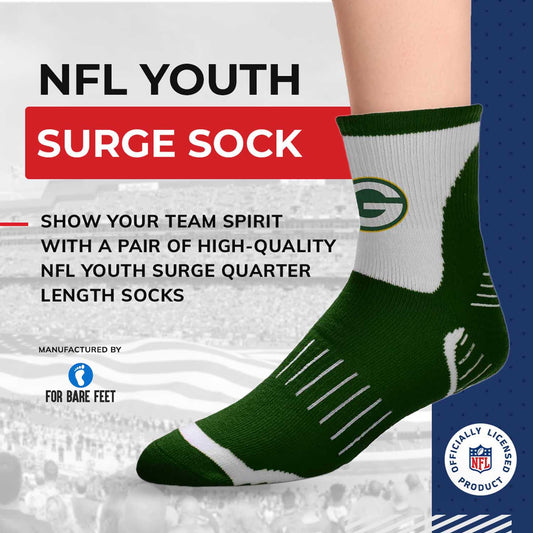 Green Bay Packers NFL Youth Performance Quarter Length Socks - Green