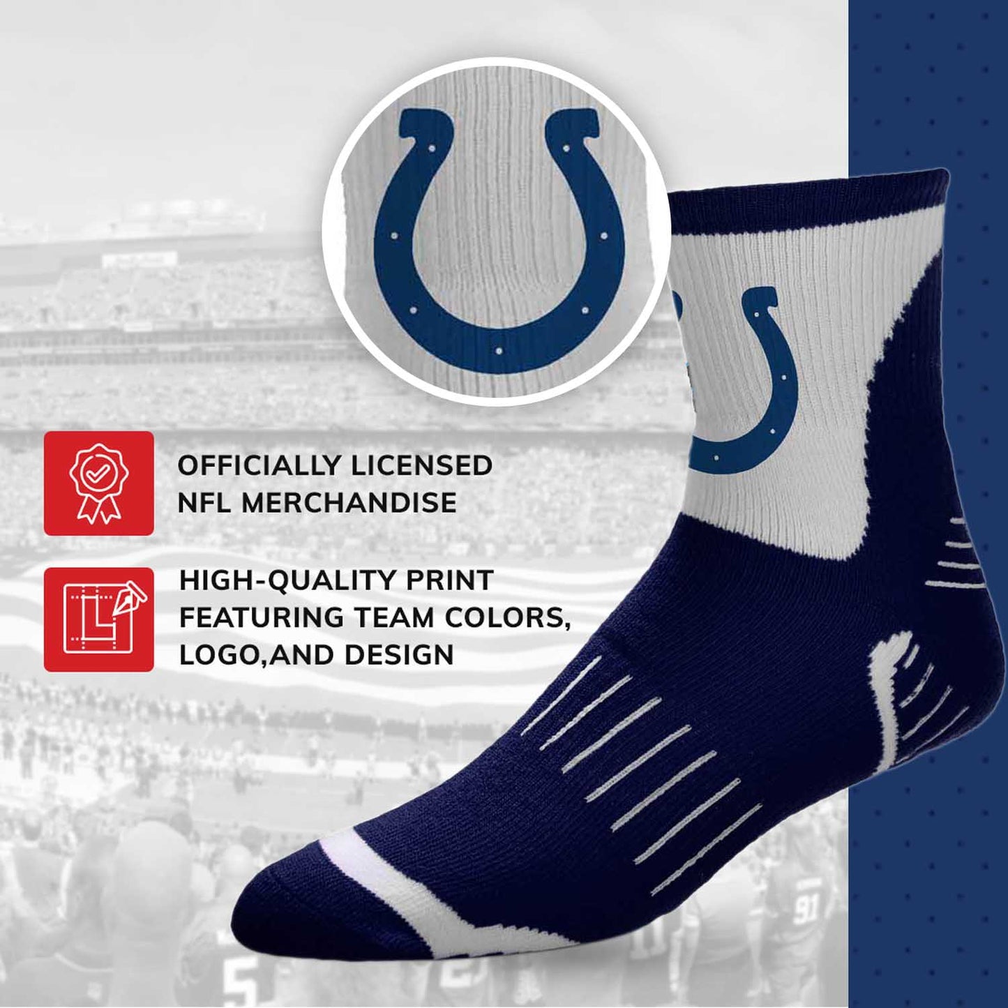Indianapolis Colts NFL Performance Quarter Length Socks - Navy