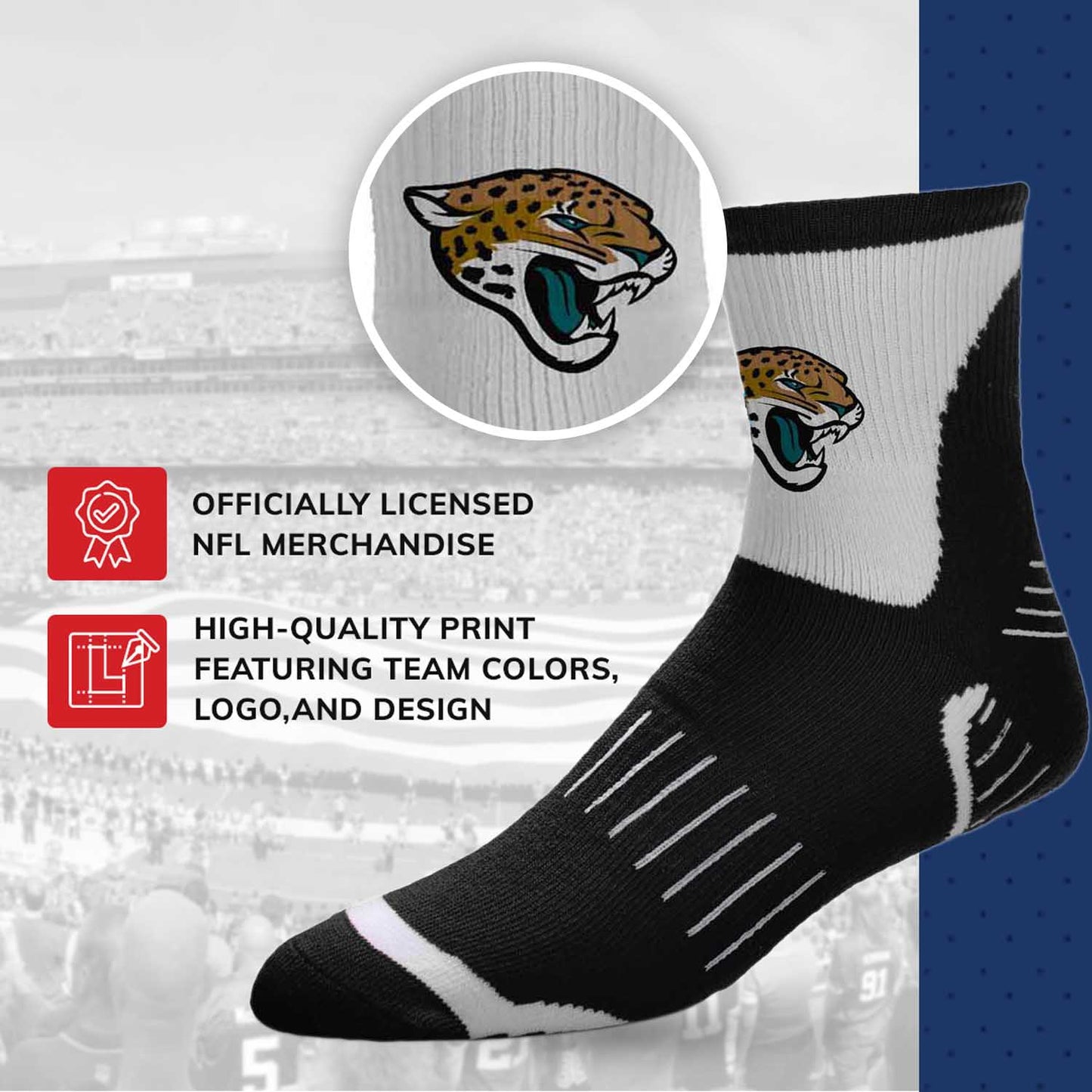 Jacksonville Jaguars NFL Performance Quarter Length Socks - Black