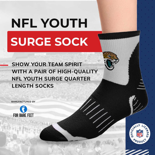 Jacksonville Jaguars NFL Youth Performance Quarter Length Socks - Black