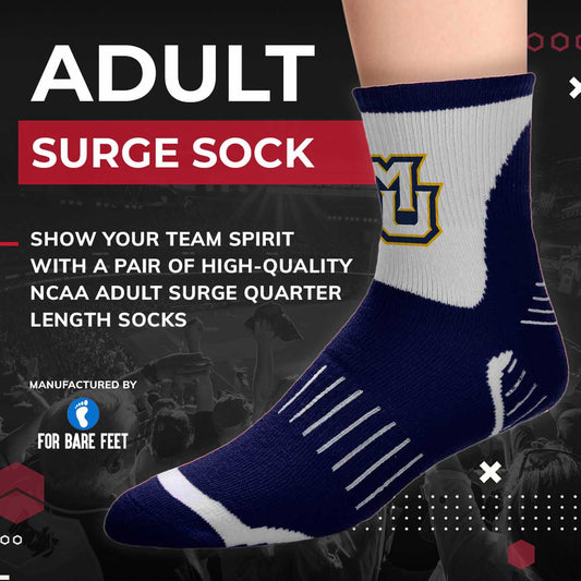Marquette Golden Eagles Adult NCAA Surge Quarter Length Crew Socks - Navy