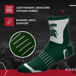 Michigan State Spartans Adult NCAA Surge Quarter Length Crew Socks - Forest Green