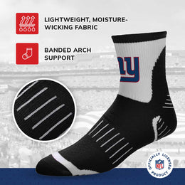 New York Giants NFL Performance Quarter Length Socks - Black