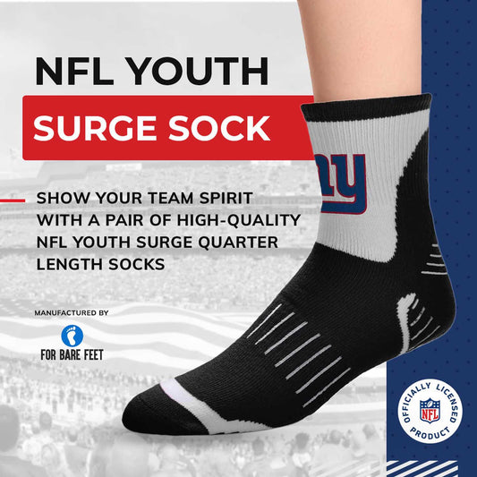 New York Giants NFL Youth Performance Quarter Length Socks - Black