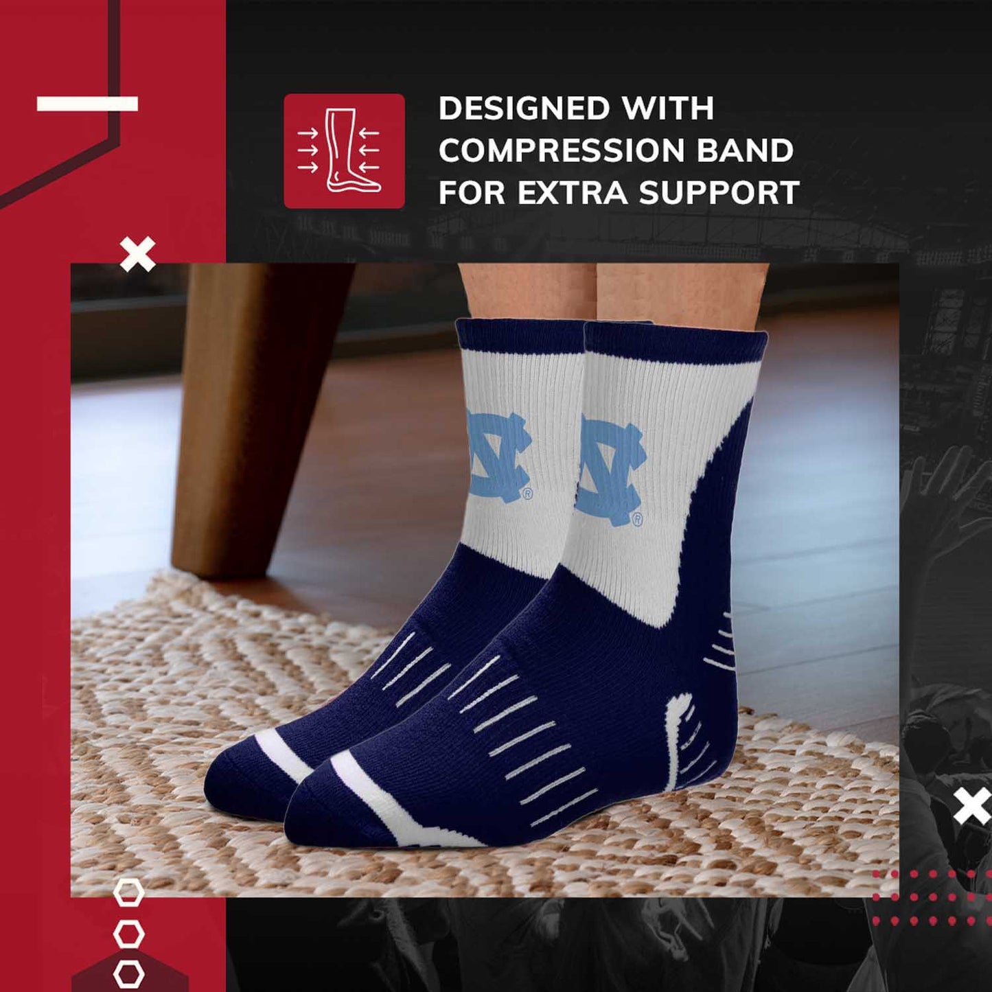 North Carolina Tar Heels NCAA Youth Surge Team Mascot Quarter Socks - Navy