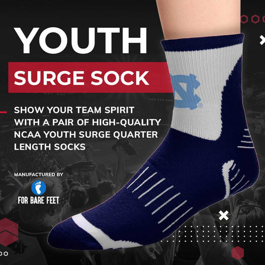 North Carolina Tar Heels NCAA Youth Surge Team Mascot Quarter Socks - Navy