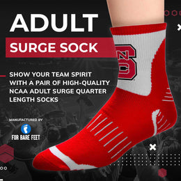 NC State Wolfpack Adult NCAA Surge Quarter Length Crew Socks - Red