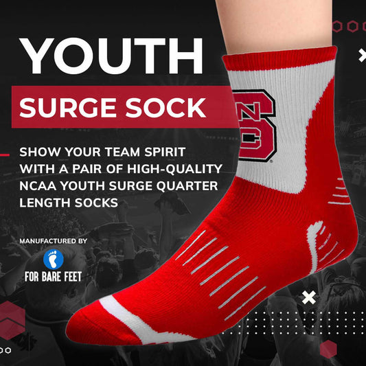 NC State Wolfpack NCAA Youth Surge Team Mascot Quarter Socks - Red