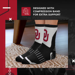 Oklahoma Sooners Adult NCAA Surge Quarter Length Crew Socks - Black