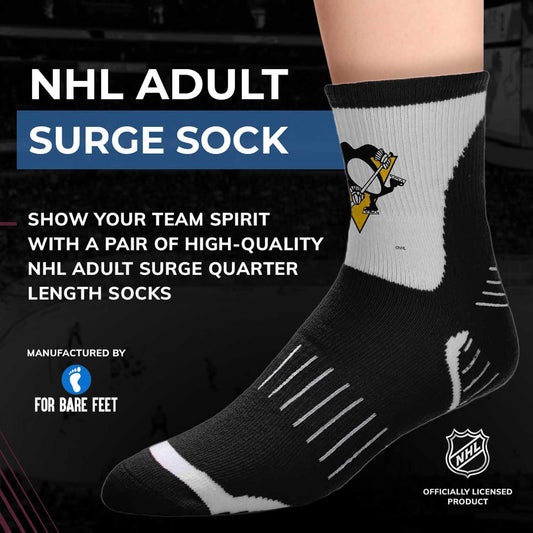 Pittsburgh Penguins NHL Adult Surge Team Mascot Mens and Womens Quarter Socks - Black