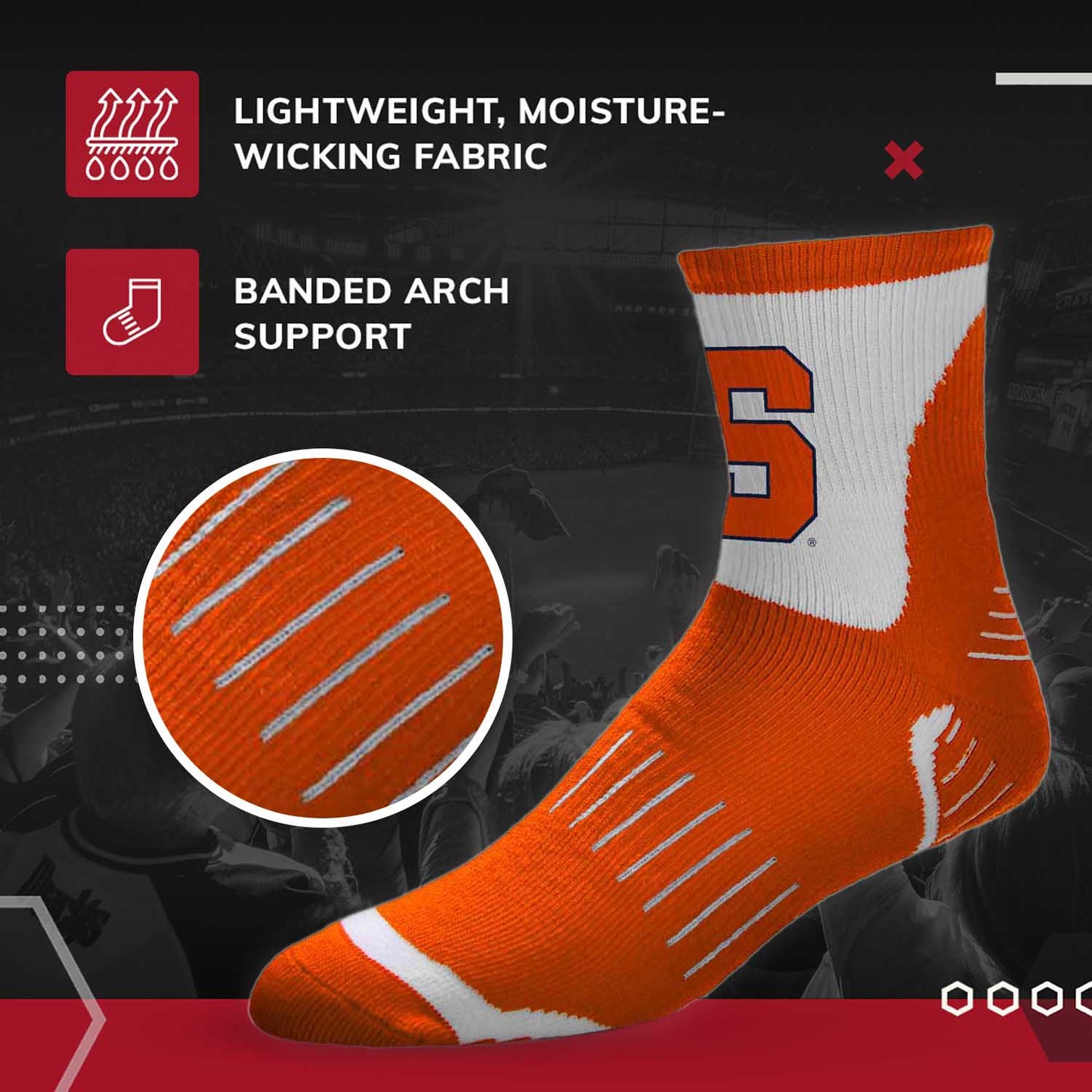 Syracuse Orange Adult NCAA Surge Quarter Length Crew Socks - Orange