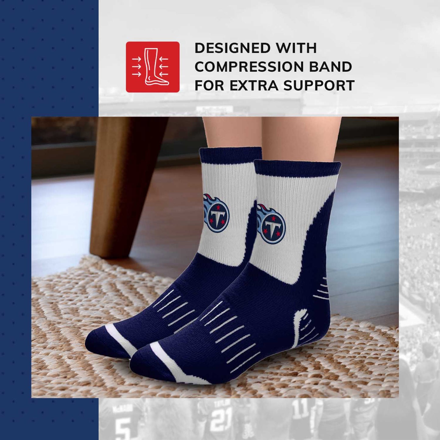 Tennessee Titans NFL Youth Performance Quarter Length Socks - Navy