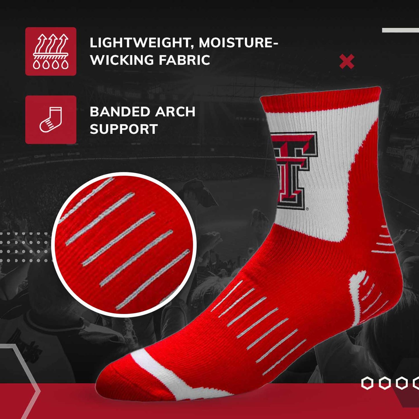 Texas Tech Red Raiders NCAA Youth Surge Team Mascot Quarter Socks - Red