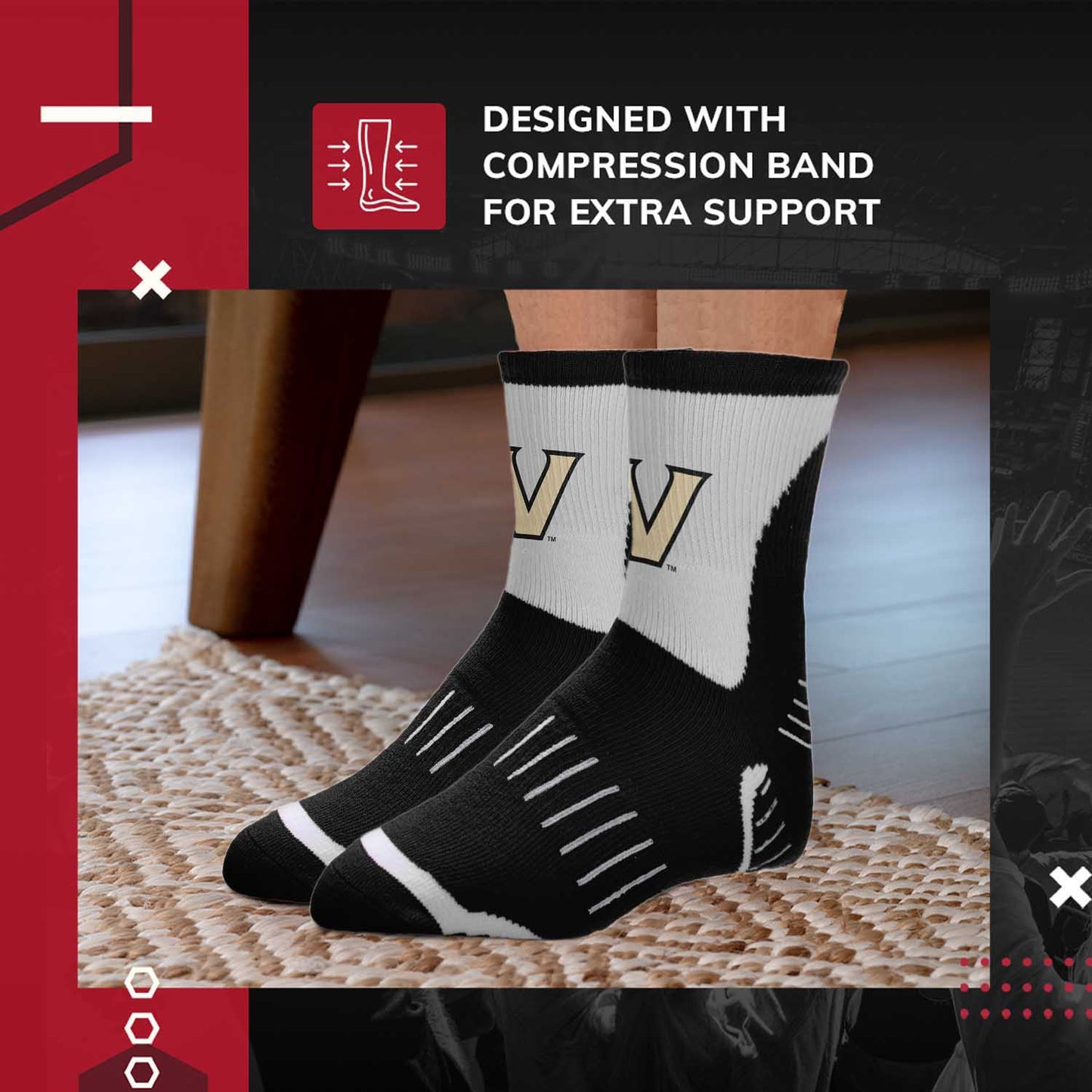 Vanderbilt Commodores NCAA Youth Surge Team Mascot Quarter Socks - Black