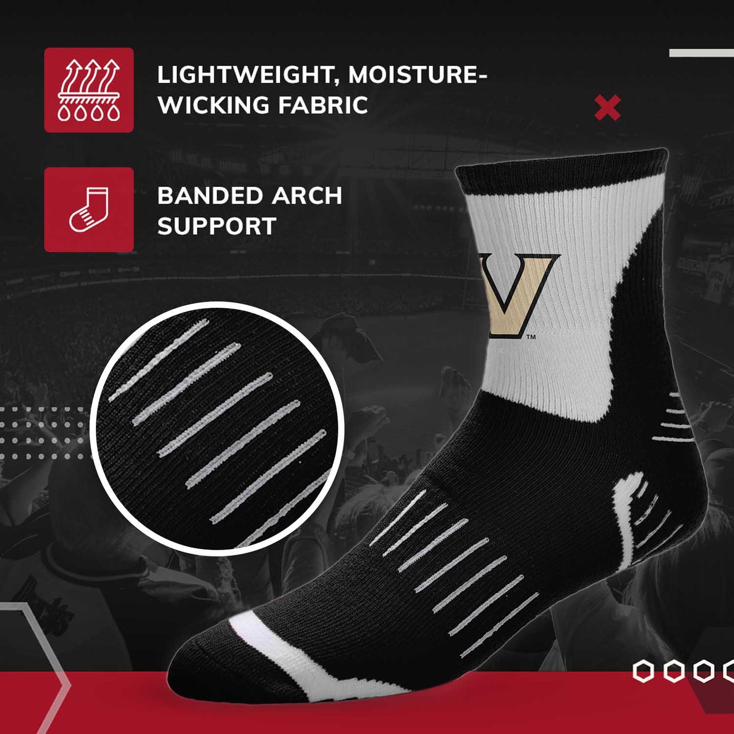 Vanderbilt Commodores NCAA Youth Surge Team Mascot Quarter Socks - Black