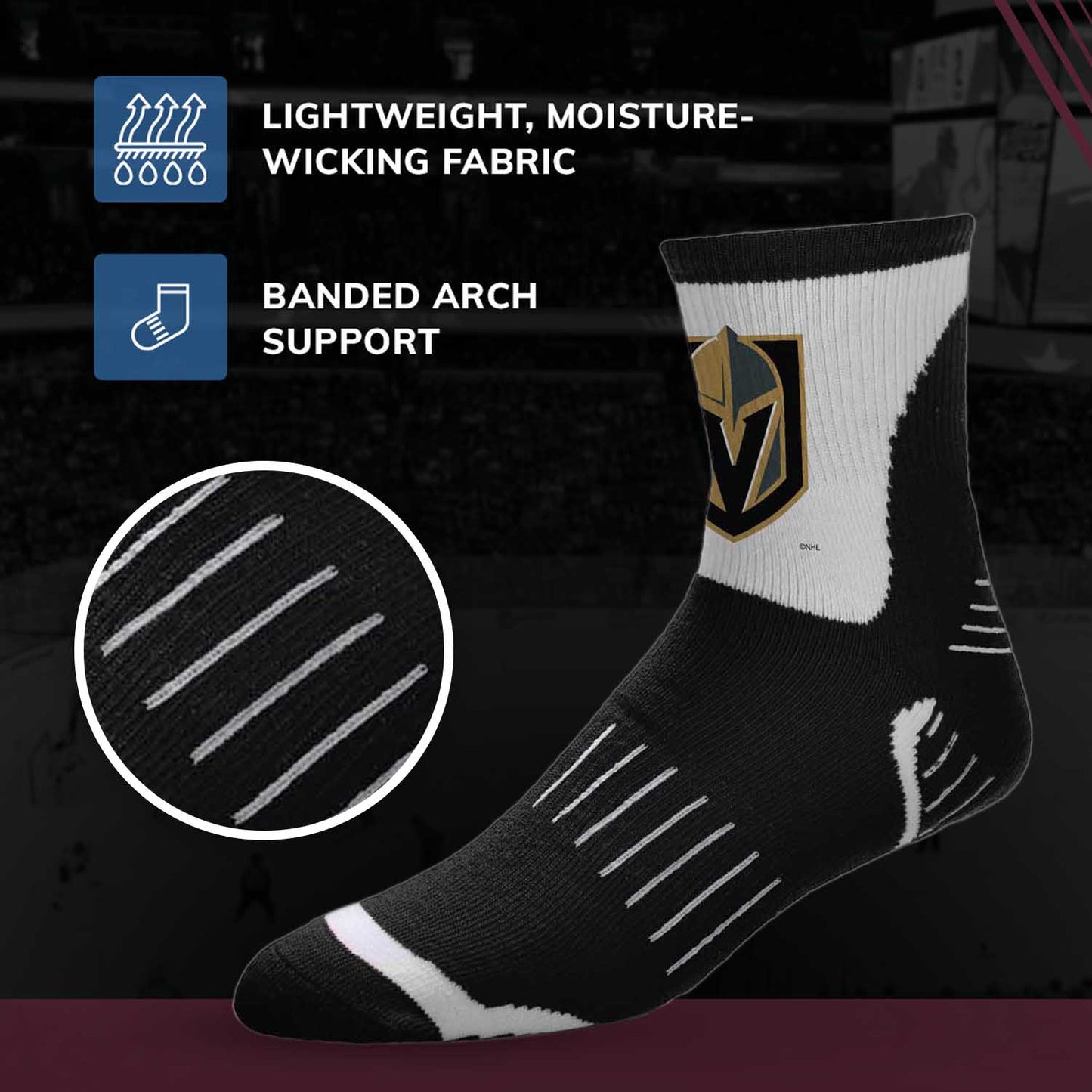 Las Vegas Golden Knights NHL Adult Surge Team Mascot Mens and Womens Quarter Socks - Black