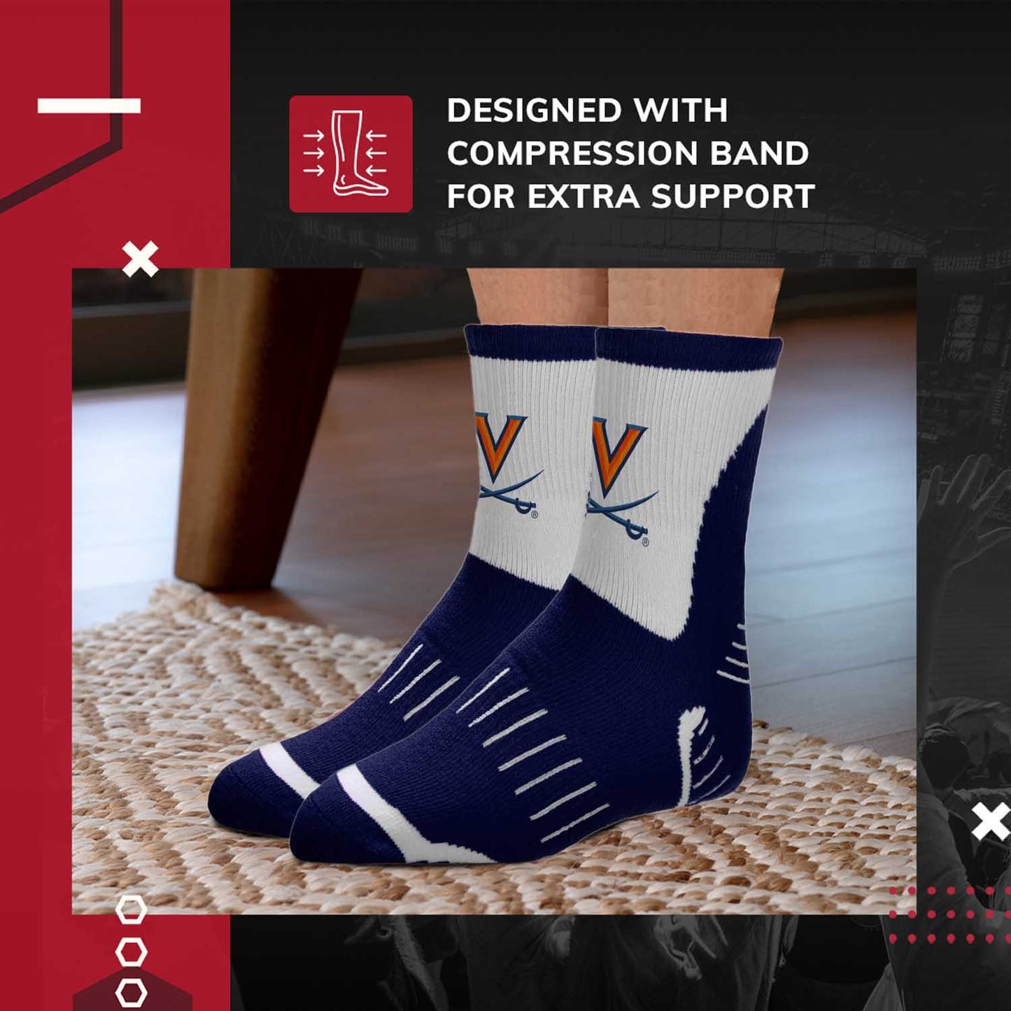 Virginia Cavaliers NCAA Youth Surge Team Mascot Quarter Socks - Navy