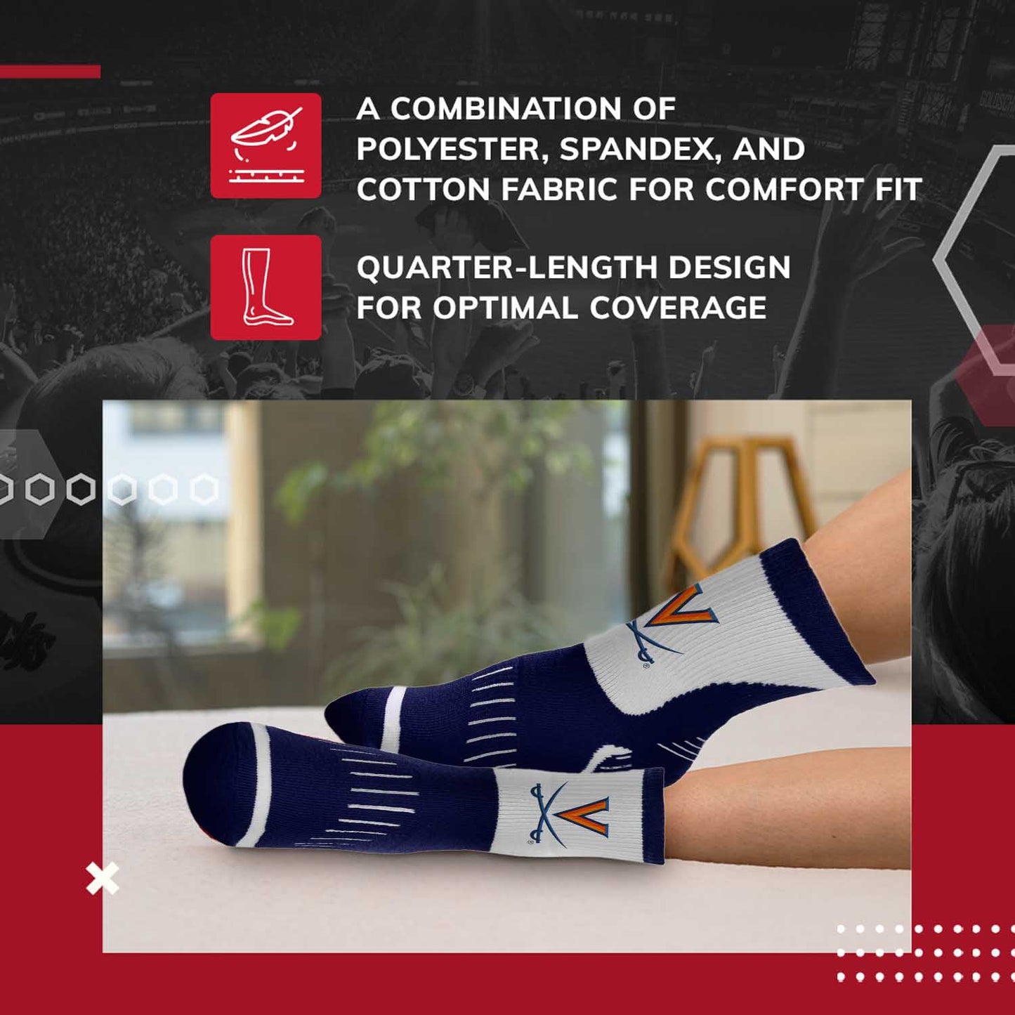 Virginia Cavaliers NCAA Youth Surge Team Mascot Quarter Socks - Navy
