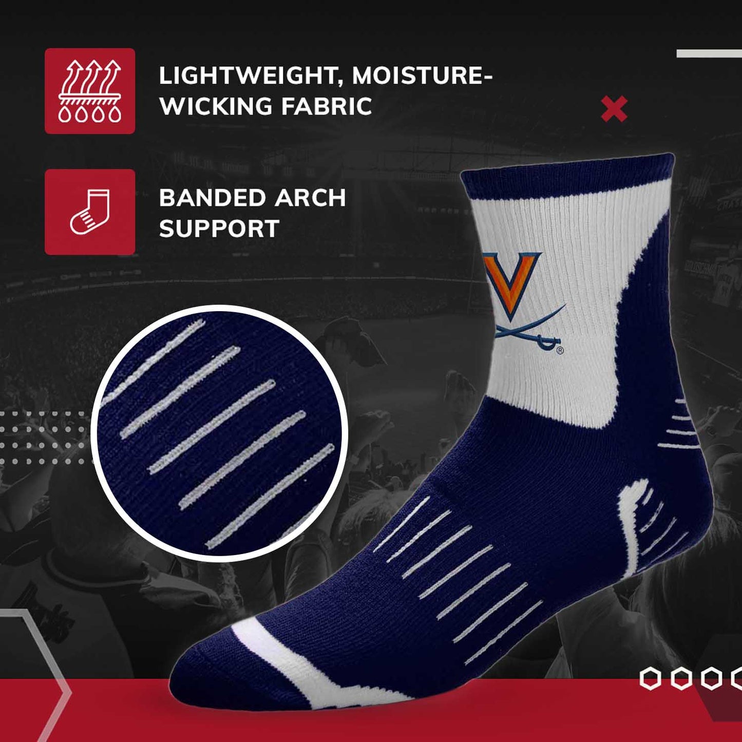 Virginia Cavaliers NCAA Youth Surge Team Mascot Quarter Socks - Navy