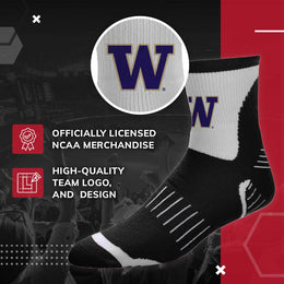 Washington Huskies Adult NCAA Surge Quarter Length Crew Socks - Black