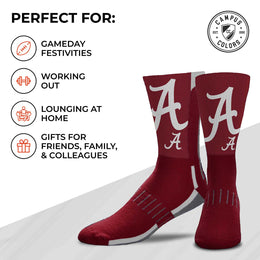 Alabama Crimson Tide NCAA Adult State and University Crew Socks - Cardinal