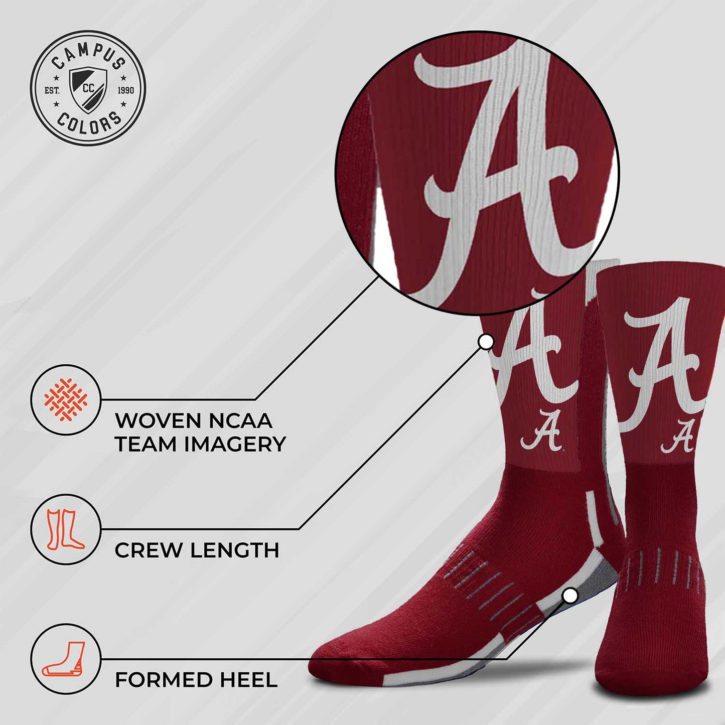 Alabama Crimson Tide NCAA Youth University Socks - Maroon