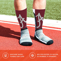 Alabama Crimson Tide NCAA Adult State and University Crew Socks - Crimson