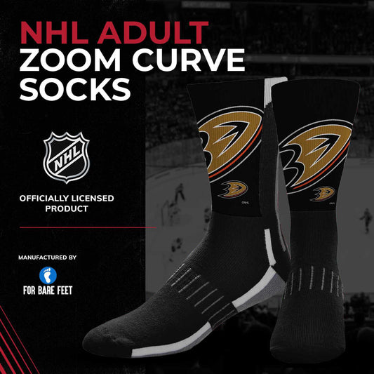 Anaheim Ducks Adult NHL Zoom Curve Team Crew Socks - Black
