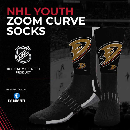 Anaheim Ducks Youth NHL Zoom Curve Team Crew Socks - Black