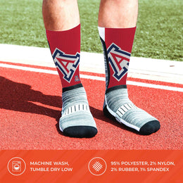 Arizona Wildcats NCAA Adult State and University Crew Socks - Red