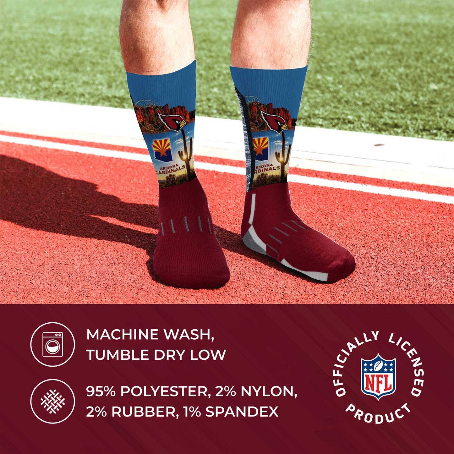 Arizona Cardinals NFL Adult Zoom Location Crew Socks - Cardinal