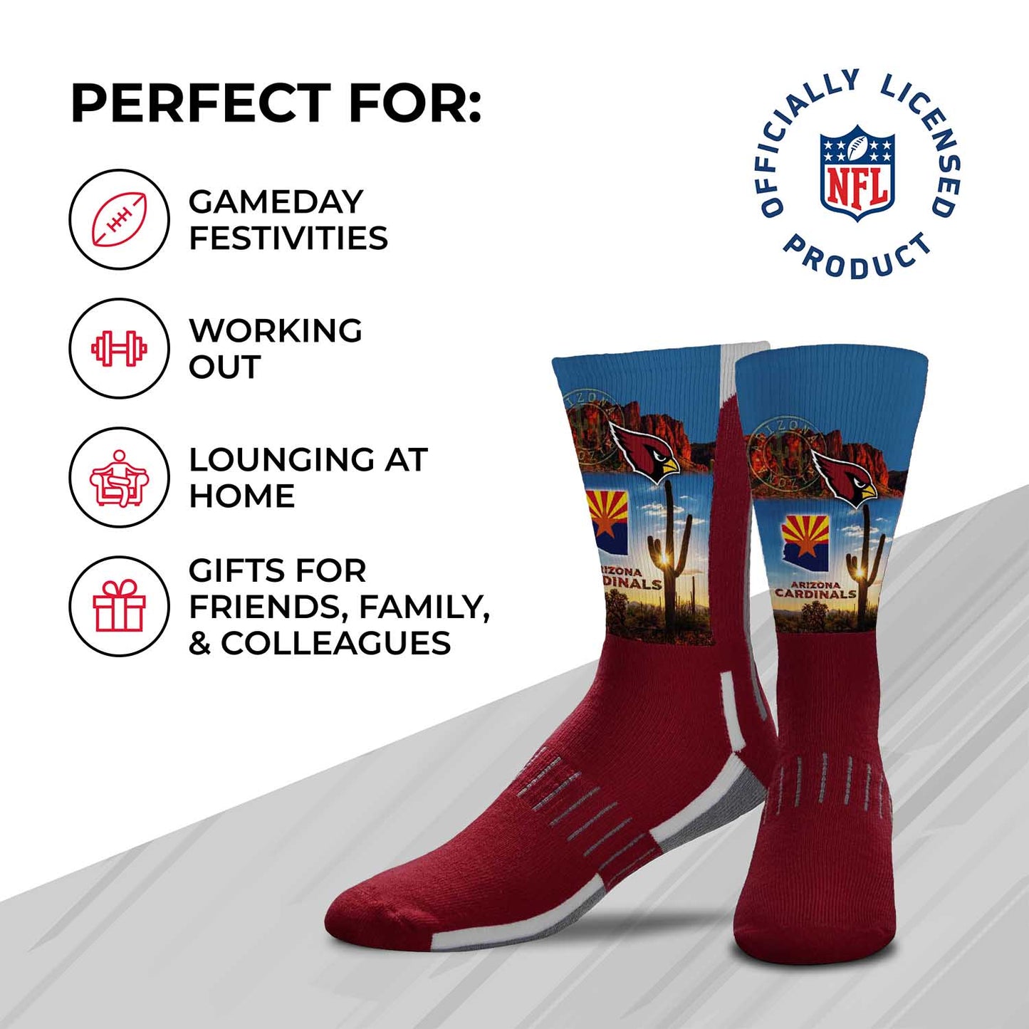 Arizona Cardinals NFL Adult Zoom Location Crew Socks - Cardinal